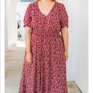 RED FLORAL MAXI DRESS